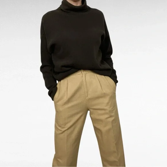 New Orleans Knitwear | Dark Brown Soft Turtleneck Drop Sleeve Pullover Sweater - Picture 3 of 5